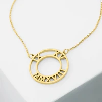 custom round necklaces for men customized personalized name number hollow pendant gold necklace women jewelry bridesmaid gift