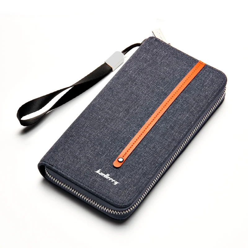

2021 New Men Long Multi Card Canvas Zipper Handbag Retro Youth Large Capacity Wallet Interior Compartment CellPhone Pocket Purse