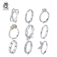 orsa jewels trendy 925 silver women wedding rings with sparkling crystal aaaa zircon finger rings jewelry party gift osr212