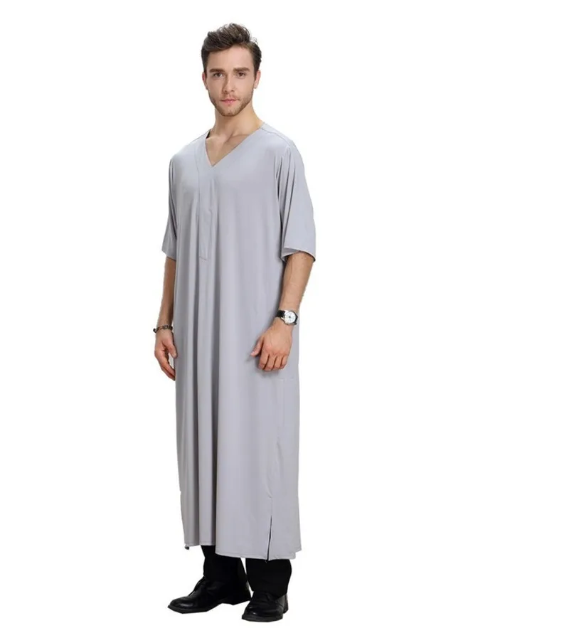 Летний мужской мусульманский кафтан средней яркости эластичный женский халат с