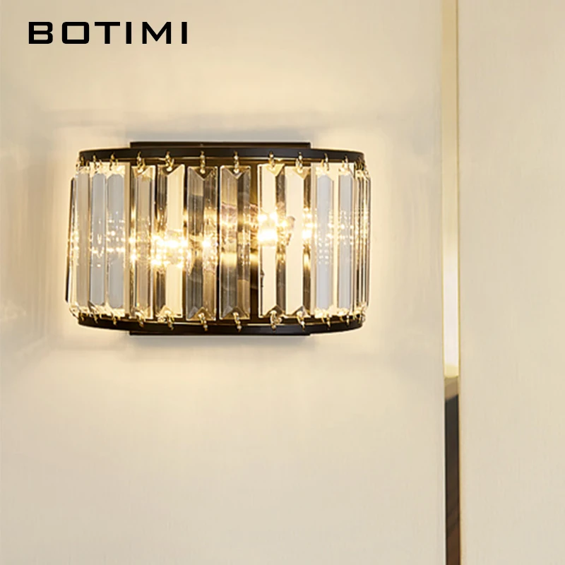 

Luxury E14 Led Crystal Wall Lamp Designer Selected Wall Sconce Curved Living Room Bedroom Lamp Modern Black Indoor Luminarias