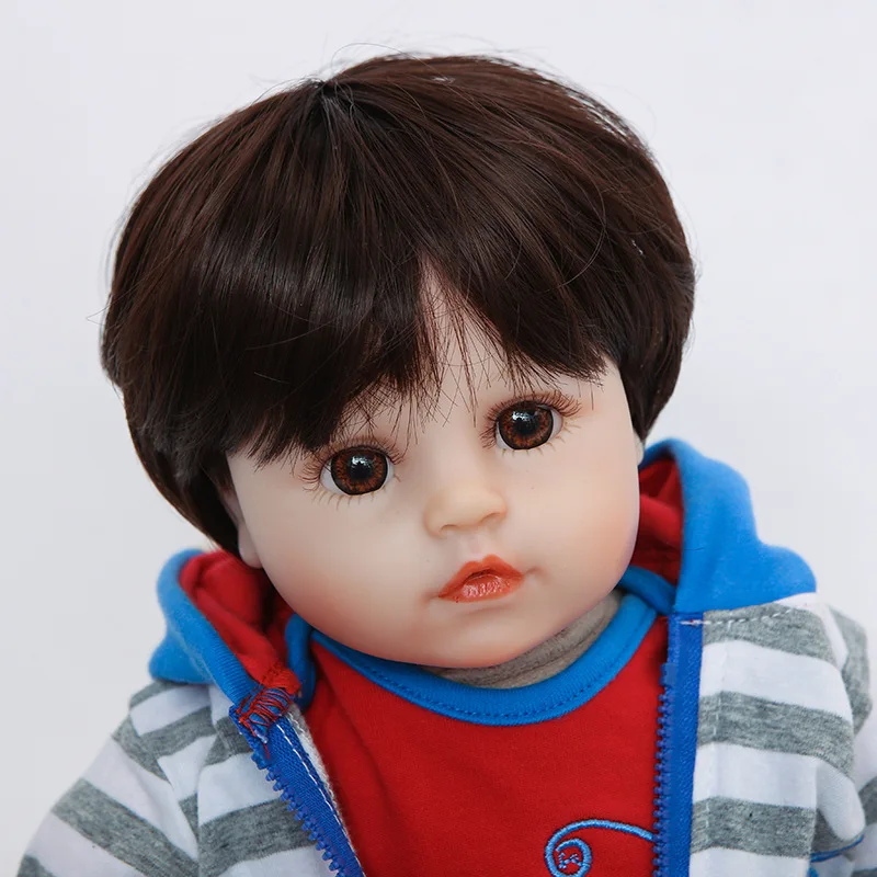 

Reborn Toddler Boy 19 Inch Soft Silicone Doll Reborn Baby Toy for Baby Birthday Gift for Child Bedtime Early Education
