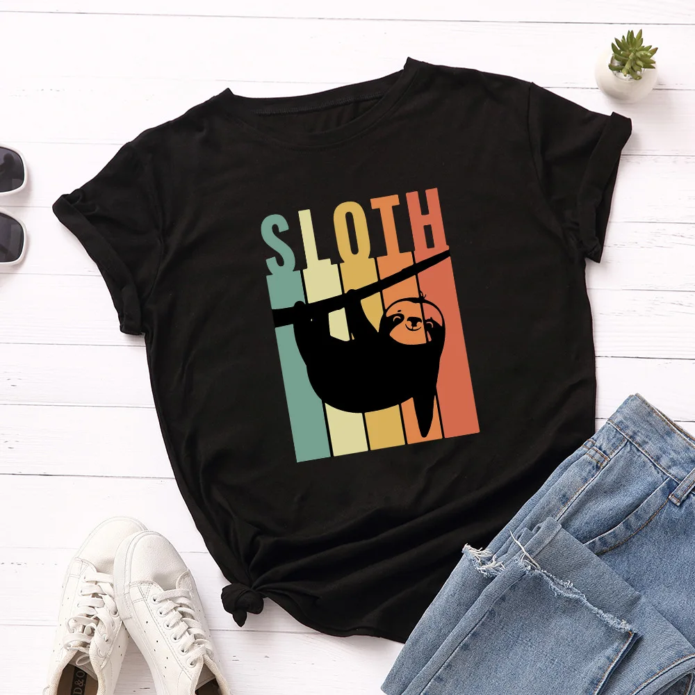 

Cartoon Sloth Print T-shirt Women Harajuku Summer Cotton Tee Shirt Femme Short Sleeve Tops Ladies Casual Tshirts