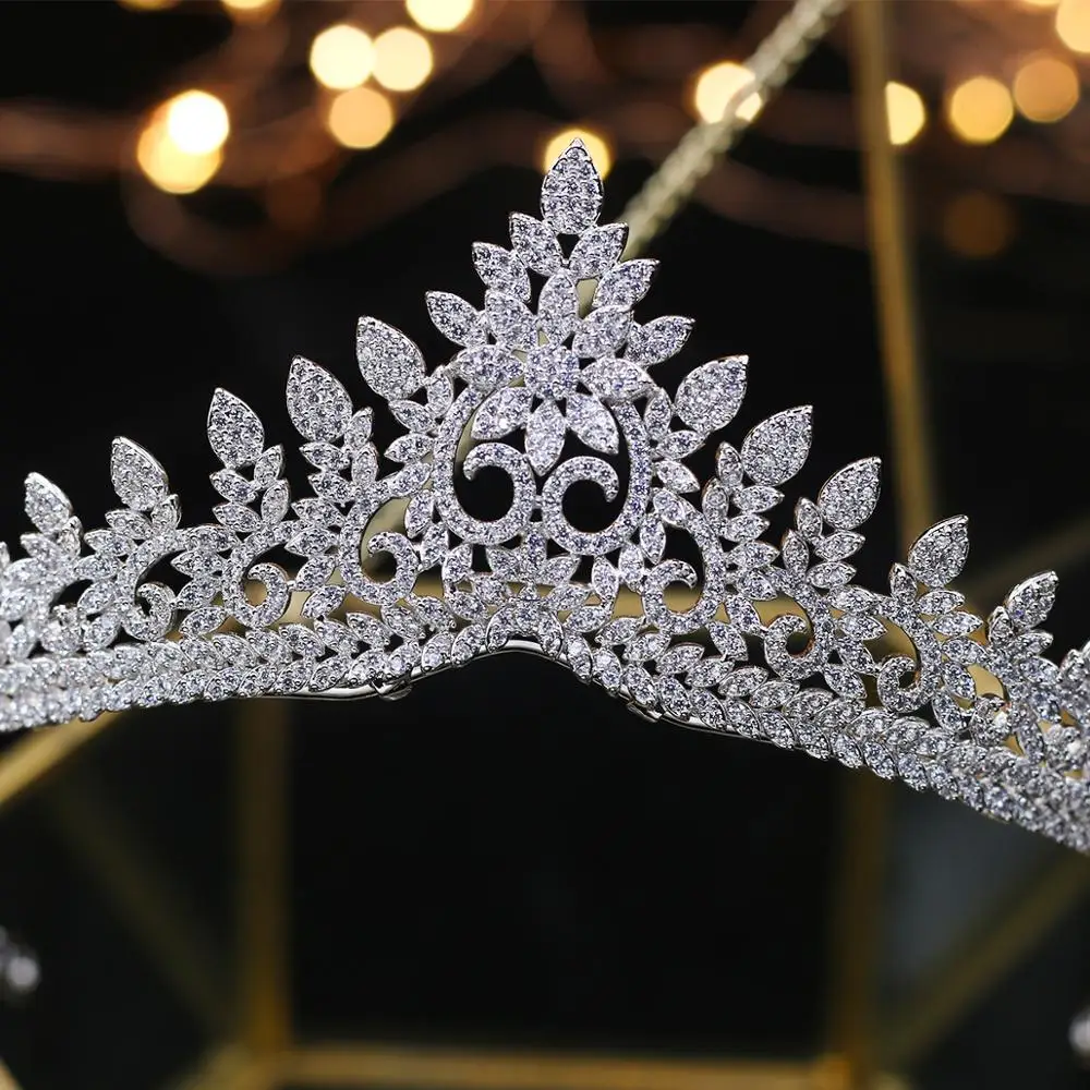 

ASNORA Luxury wedding CZ jewelry set party crystal earring set premium headdress queen crown necklace bracelet and earrings