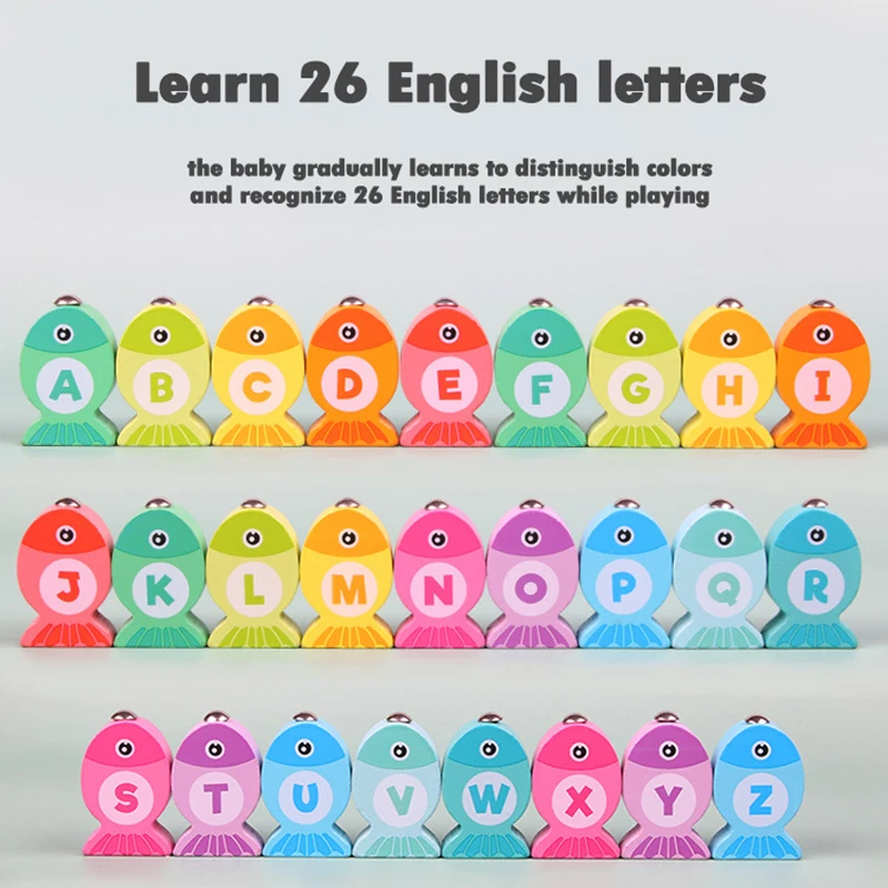 Детская деревянная рыболовная обучающая игрушки с буквами для дошкольного