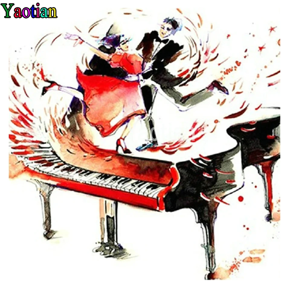 

Полноразмерная/круглая Алмазная вышивка пианино танцующие абстрактные искусства алмазная живопись мозаика вышивка крестиком Стразы карт...