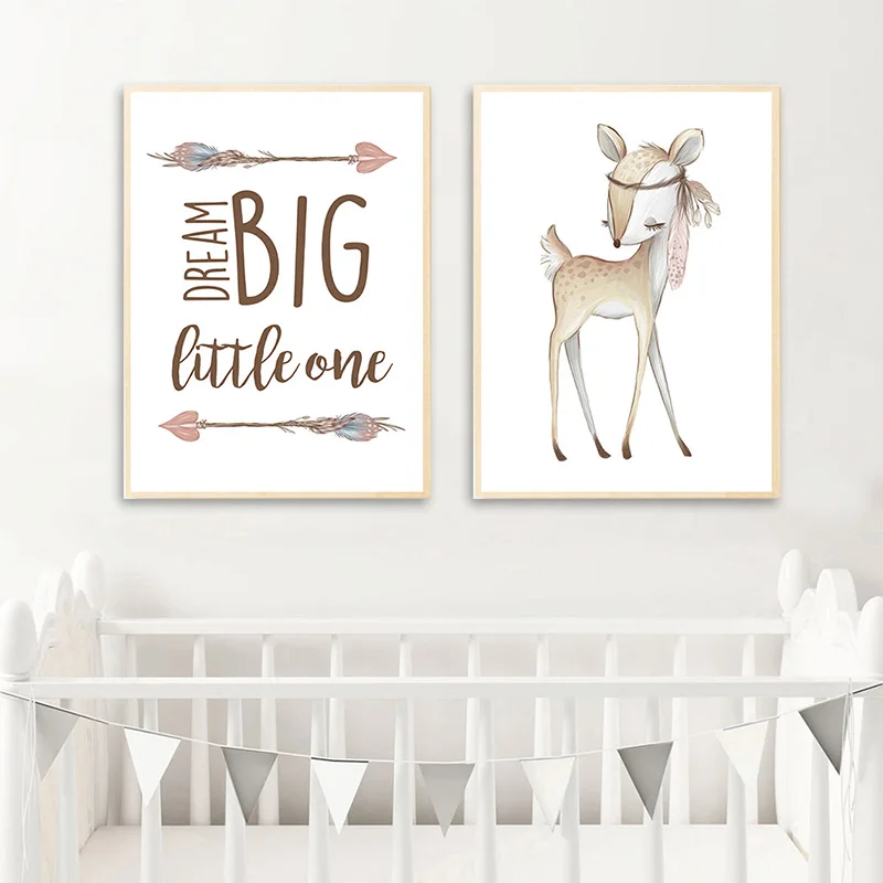 Детские стихи с изображением животных из племени леса оленя лисы постер Картина