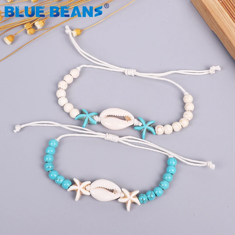 Bohemian Starfish Star Conch Shell Bracelets For Women Fashion Geometric Beads Bracelet Cuff Bangles beach Jewelry Accessories | Украшения