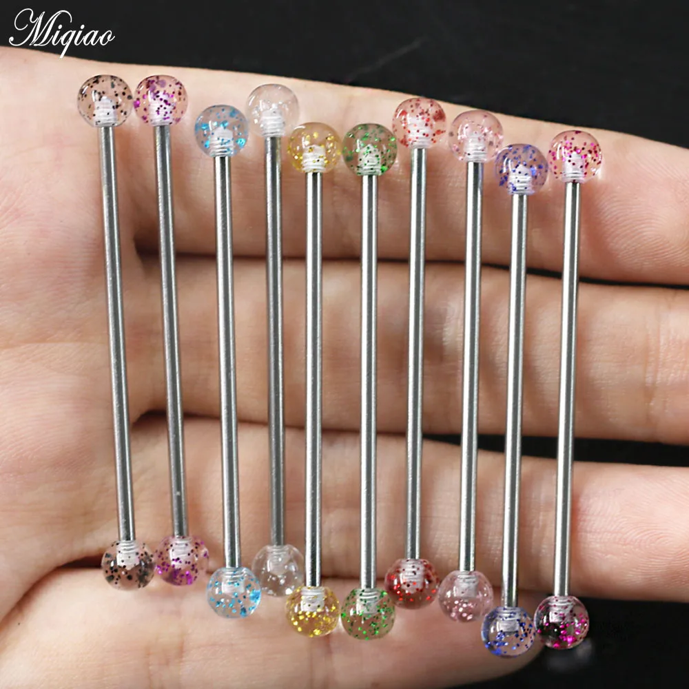 

Miqiao 2 Pcs Piercing Jewelry Acrylic Stainless Steel Glitter Ear Bone Studs