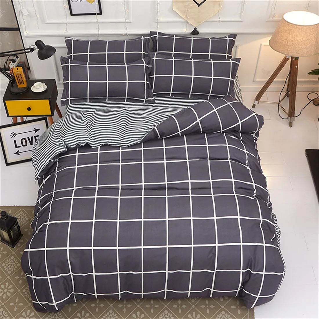 Модные комплекты постельного белья постельное белье простой стиль пододеяльник