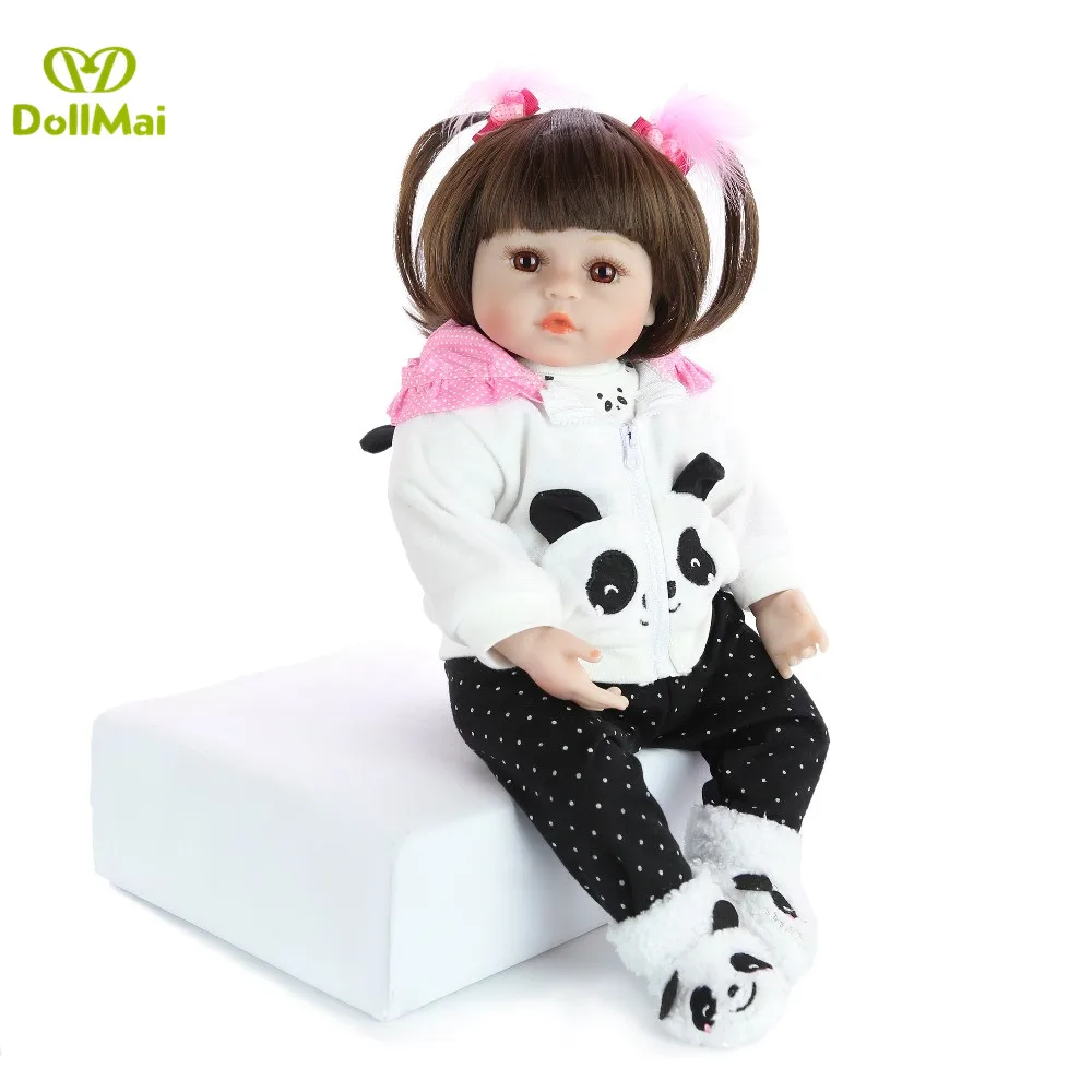 19 &quot48 см куклы bebes Reborn хлопковые силиконовые виниловые reborn baby с пандой магнитная