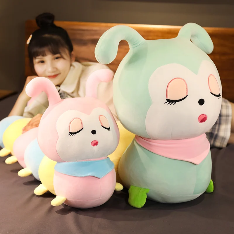

colorful catoon caterpillar plush toy doll soft comfy insect pillow cotton worm bug model sofa car cushion kids gift