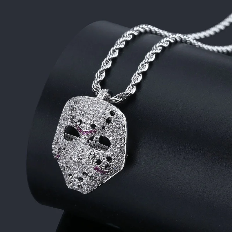 1-silver Классическая со стразами, ожерелье, ювелирные изделия, кулон в виде маски, хип-хоп, разбитое сердце, цепочка, ожерелье - Окраска металла: 1-silver