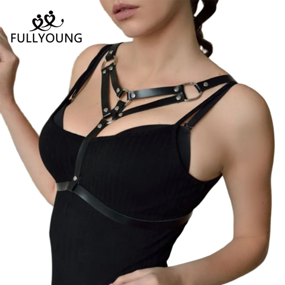 Женский кожаный ремень Fullyoung Готический сексуальный пояс с ремнем на грудь в