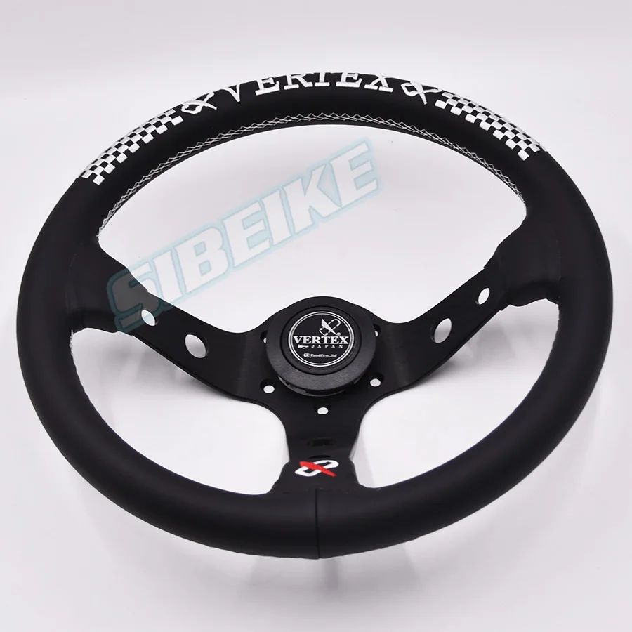 Кожаное глубокое рулевое колесо Гоночное Спортивное Рулевое 13 дюймов/330 мм с