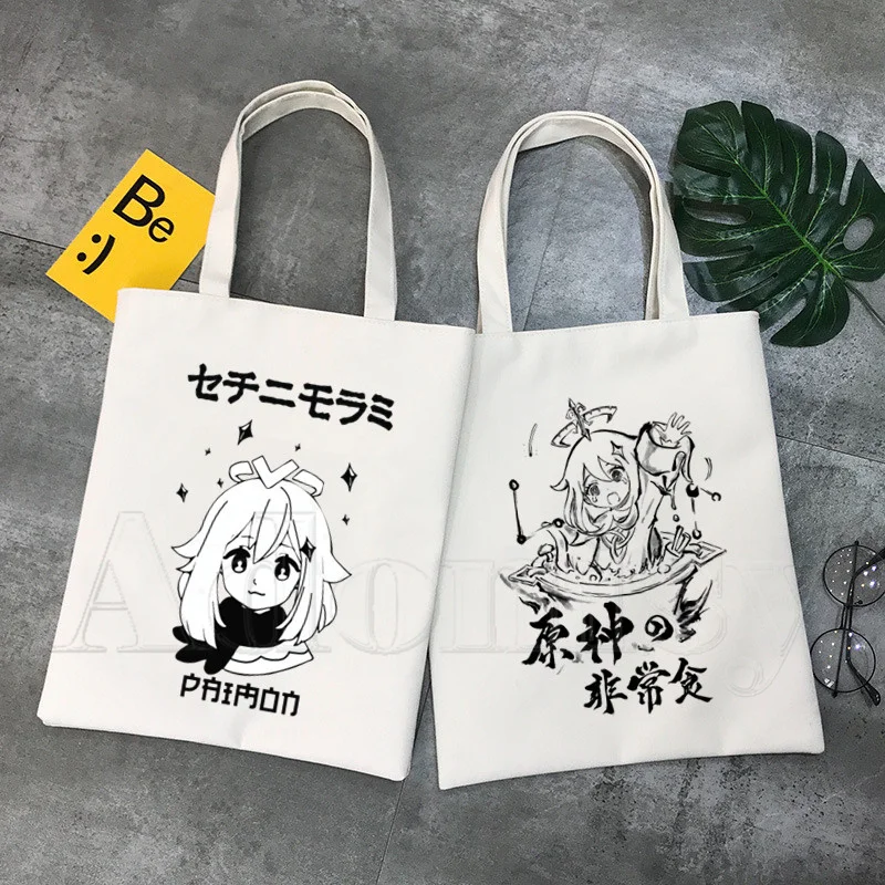 

Женская Холщовая Сумка-тоут Genshin Impact Hu Tao, эко-сумка для покупок, вместительная сумка через плечо для женщин, женская сумка