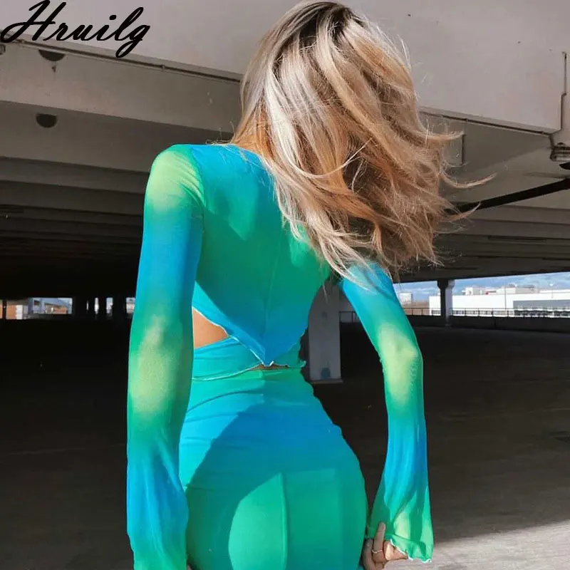 

Womens Dresses New Arrival Spliced Temperament Commuter Long-sleeved Strappy Dress Sexy & Club Hollow Out Women Clothing
