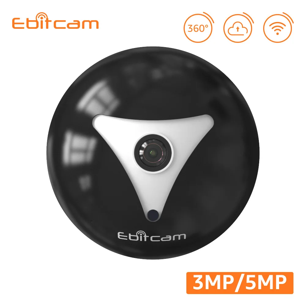 Ebitcam 5 Мп облачная мини ip камера Wifi 360 градусов рыбий глаз IP SD карта Внутренняя 3MP