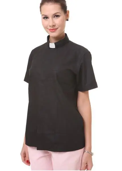 Черная Женская рубашка с церковным христианским священником| |