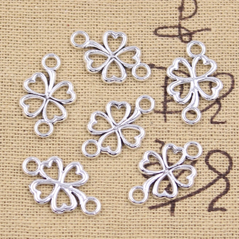 

30pcs Charms Lucky Irish Four Leaf Clover Link 20x12mm Antique Silver Color Pendants Making DIY Handmade Tibetan Finding Jewelry