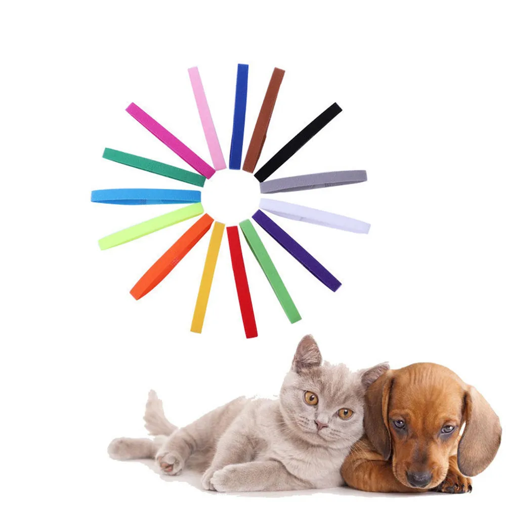 

15pcs/set Identification Id Collars Whelp Kitten Dog Cat Velvet Practical Nylon Reusable Puppy Id Collar Pet Supplies