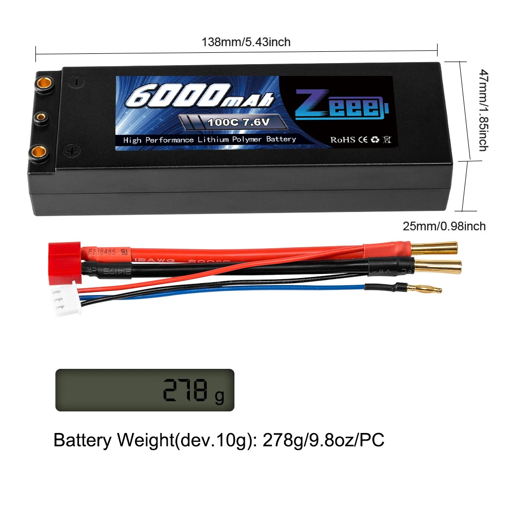 Zeee Lipo батарея 7,6 V 6000mAh 100C RC Lipo батарея с 4 мм Bullet Deans Вилка лодка зарядное устройство для RC автомобиль грузовик Truggy