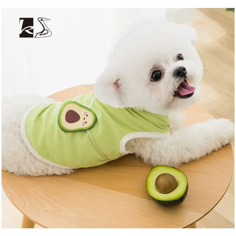 

Spring Summer Pet Clothes Vest Breathable Thin Dog Clothes Cat Clothes Cartoon Avocado Satchel Pattern Lovely Dog Vest Cat Vest