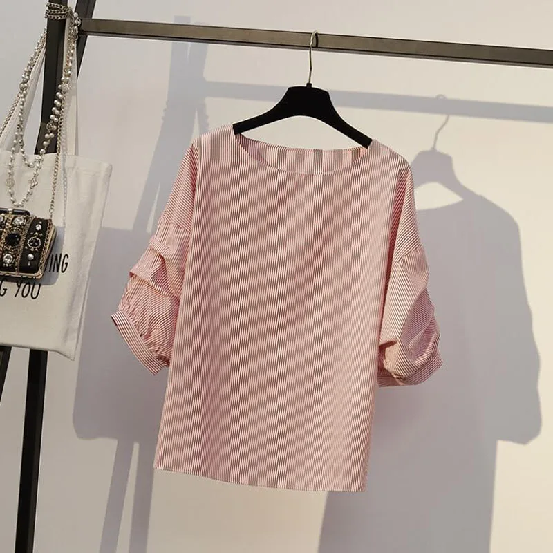 4XL Plus Size Women's Skirt Sets 2020 New Summer Casual Stripe Top &amp Chiffon Two Piece Set Lady Girl Elegant Suits |