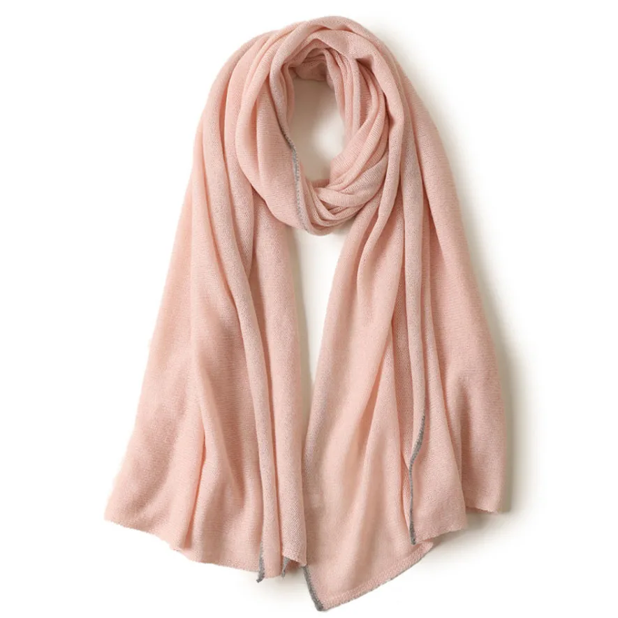 CAVME 3 Pink Gray Кавме вязаный кашемировый шарф роскошный кашемировые шарфы унисекс красный длинный шарф Рождественский подарок палантин шаль 65*190 см 165 г - Цвет: CAVME 3 Pink Gray