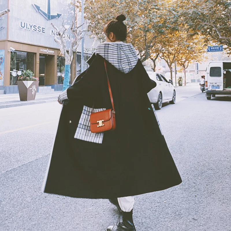 Черная шерстяная Женская куртка новинка 2021 шерстяное Женское пальто средней