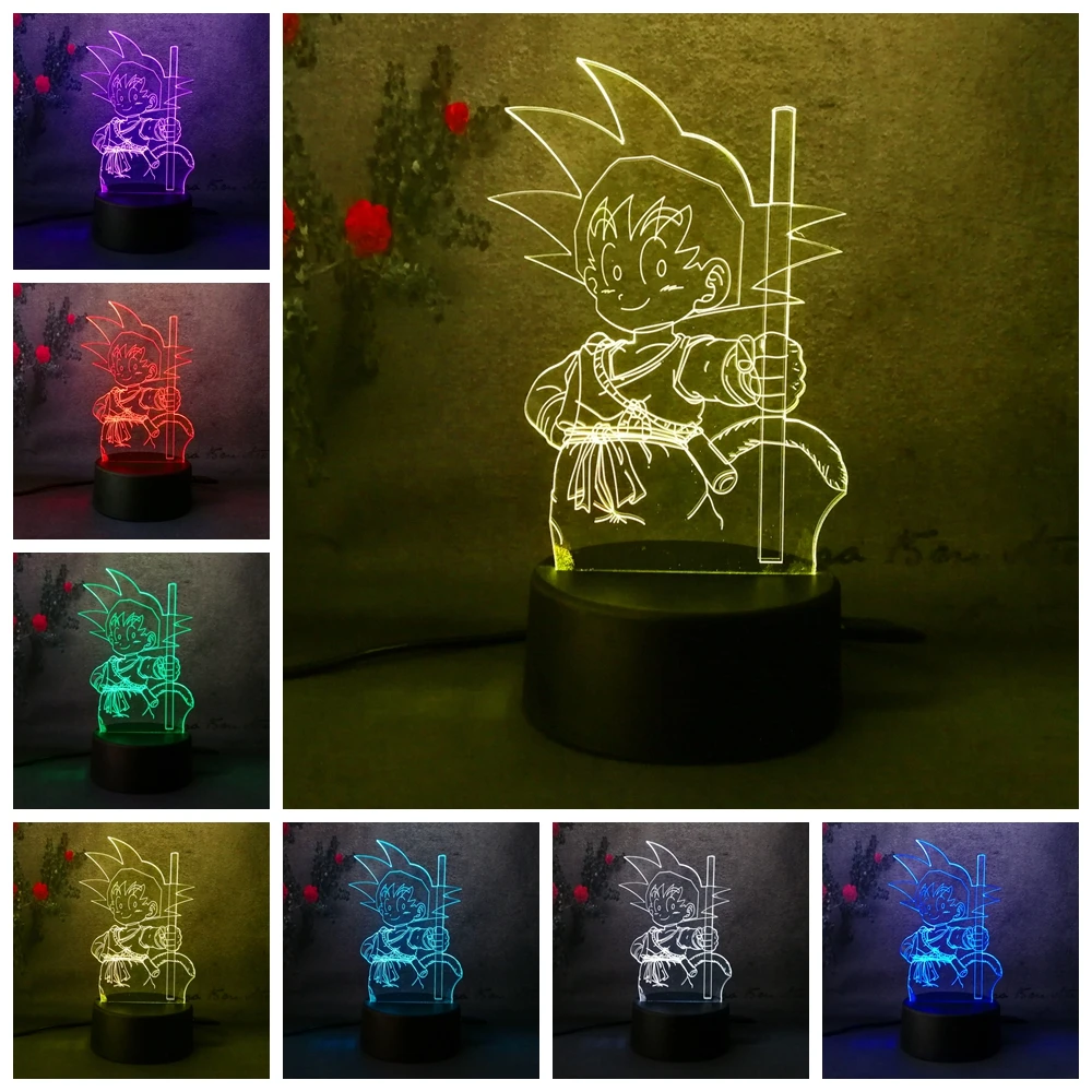 Новый lampara Dragon Ball Супер Saiyan God Son Goku LED 3D 7 цветов настольная лампа ночник домашний