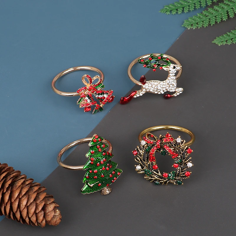 

1pc Christmas Napkin Ring Holders Xmas Table Decoration Tissue Ring