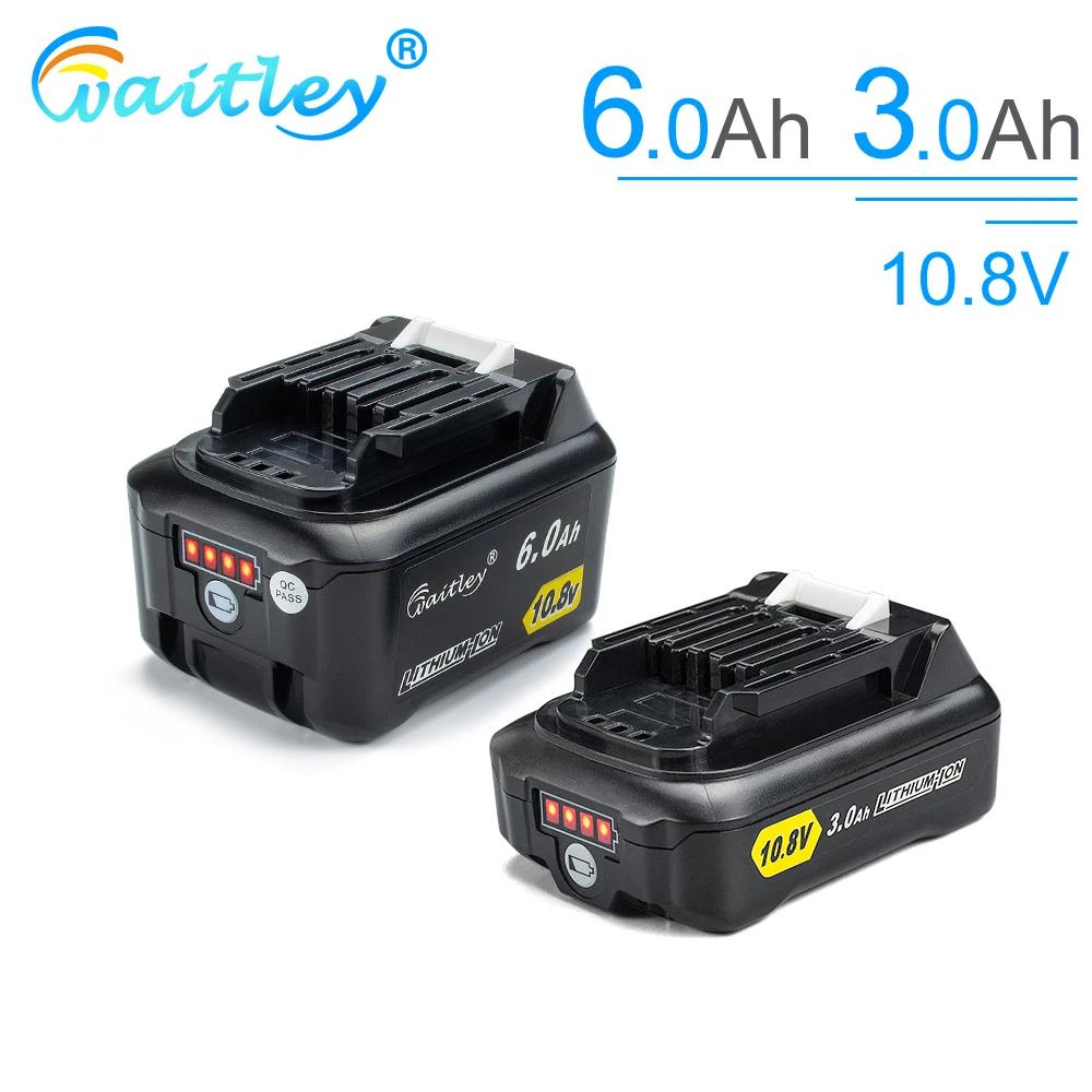 Bateria de Lítio Recarregável de Waitley 3.0ah para Makita 10v e 12v Power Tools Bl1040b 1015 1020b Cxt Series 10.8v 6.0ah 6000mah