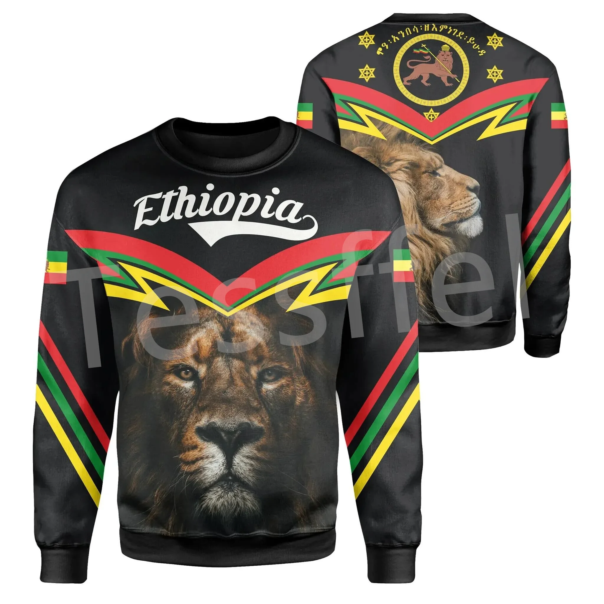 Tessffel Newest Ethiopia County Flag Africa Native Tribe Lion Pullover Tracksuit 3DPrint Mens/Womens Harajuku Casual Hoodies A11