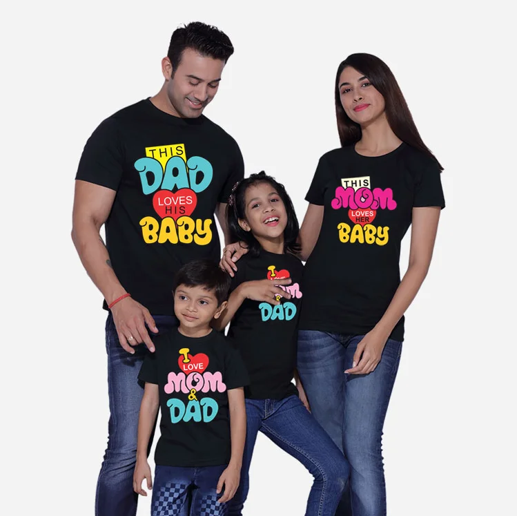 

Mommy Daddy Baby Family Love T Shirt Family Matching Outfits Mom and Dad and Children T-shirt