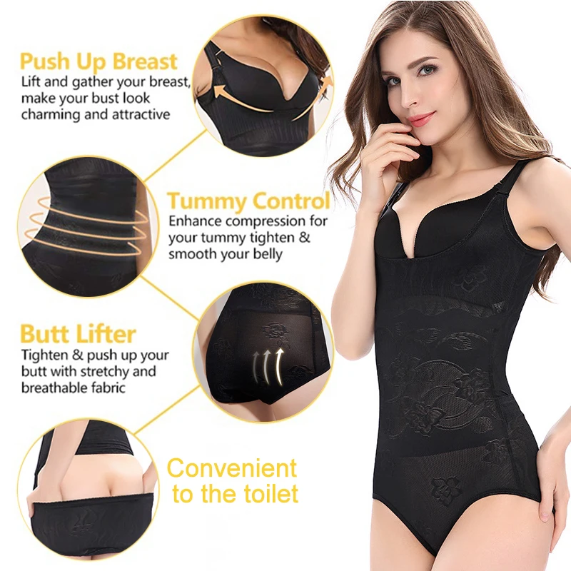 Корректирующее белье для всего тела Женское боди корсет талии с цветочным