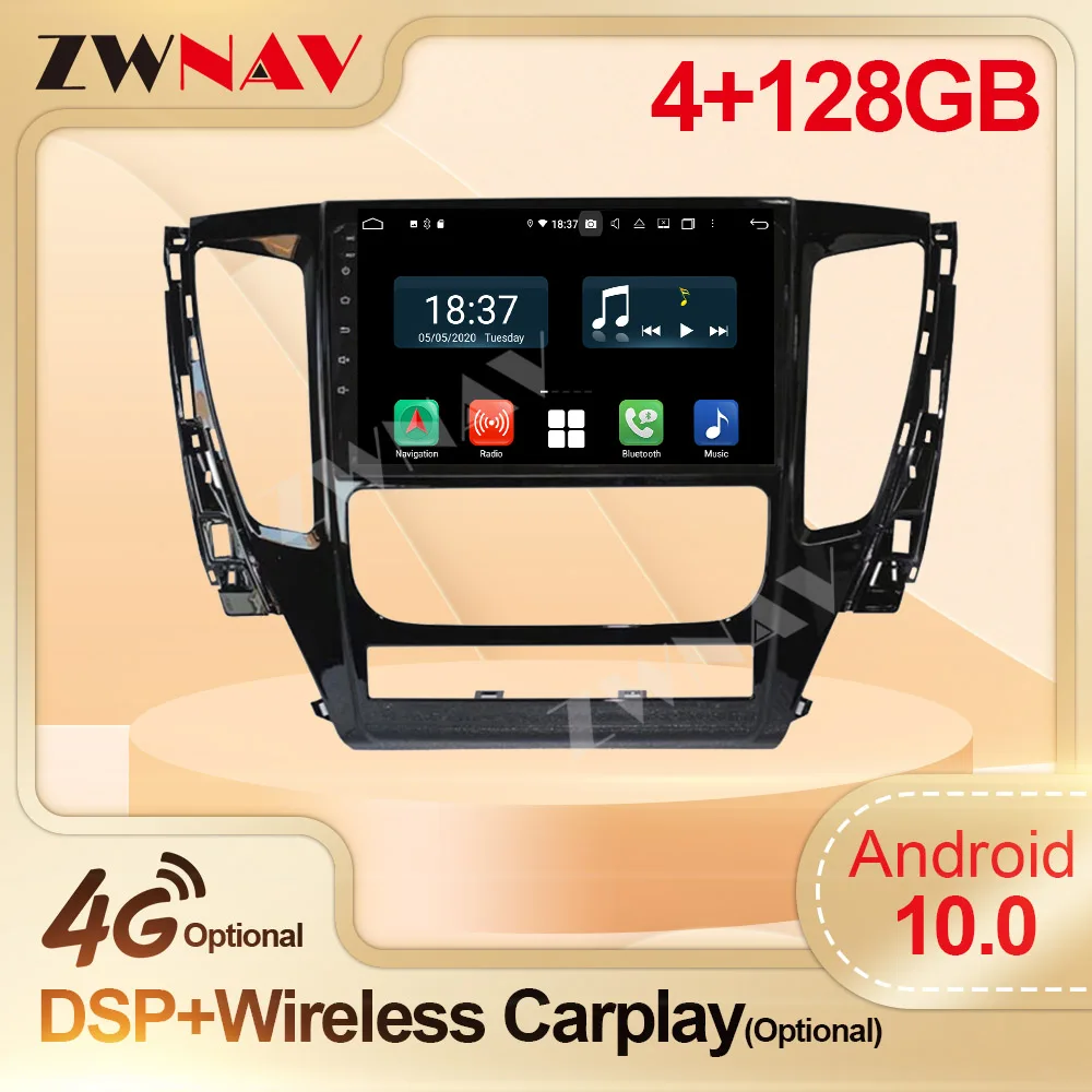 

4+128G Carplay 2 Din Android 10 Stereo Receiver For Mitsubishi Pajero 2016 2017 2018 GPS Navi Radio Audio Video Player Head Unit