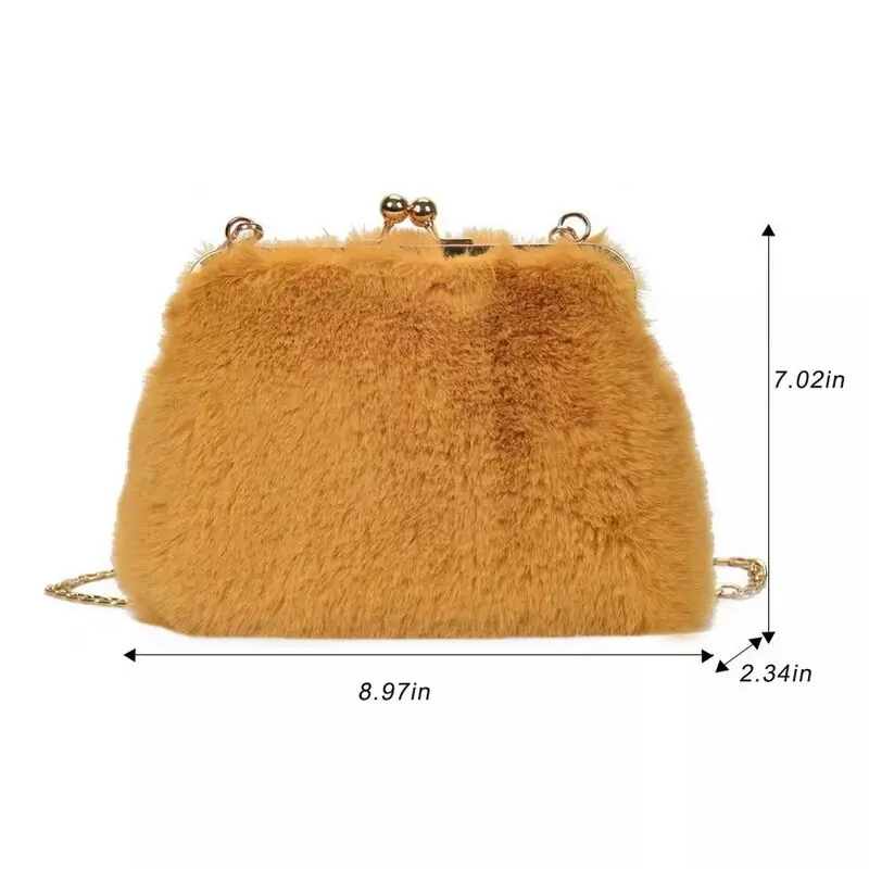 

Fashion Plush Chain Women Shoulder Bags Designer Candy Female Crossbody Bags Luxury Fur Crossbody Bag Female Daily Bag Purse