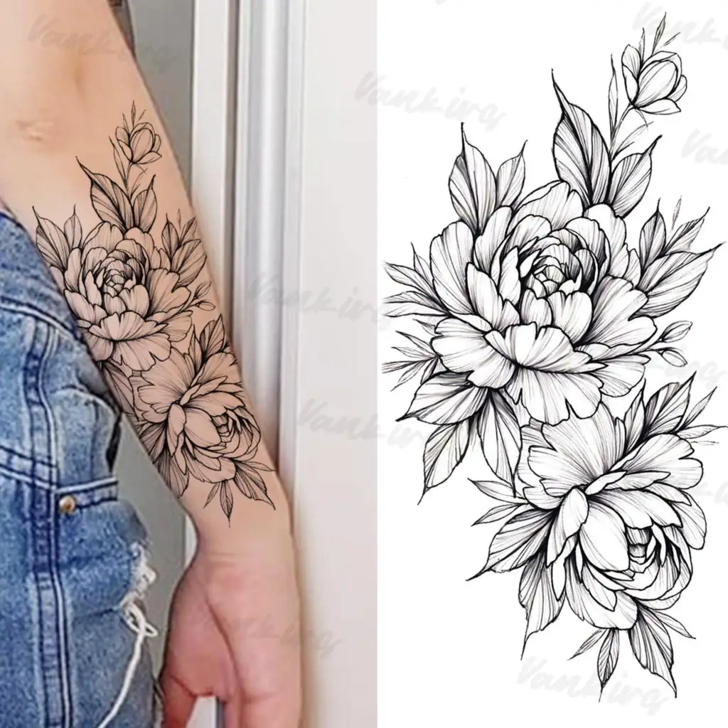 Большая волшебная палочка цветок временные татуировки для женщин и взрослых