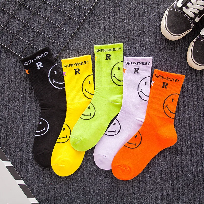 5 pair 5 пар, креативные высококачественные модные женские носки Харадзюку, хлопковые спортивные носки с рисунком, радужные Повседневные носки - Цвет: 5 pair