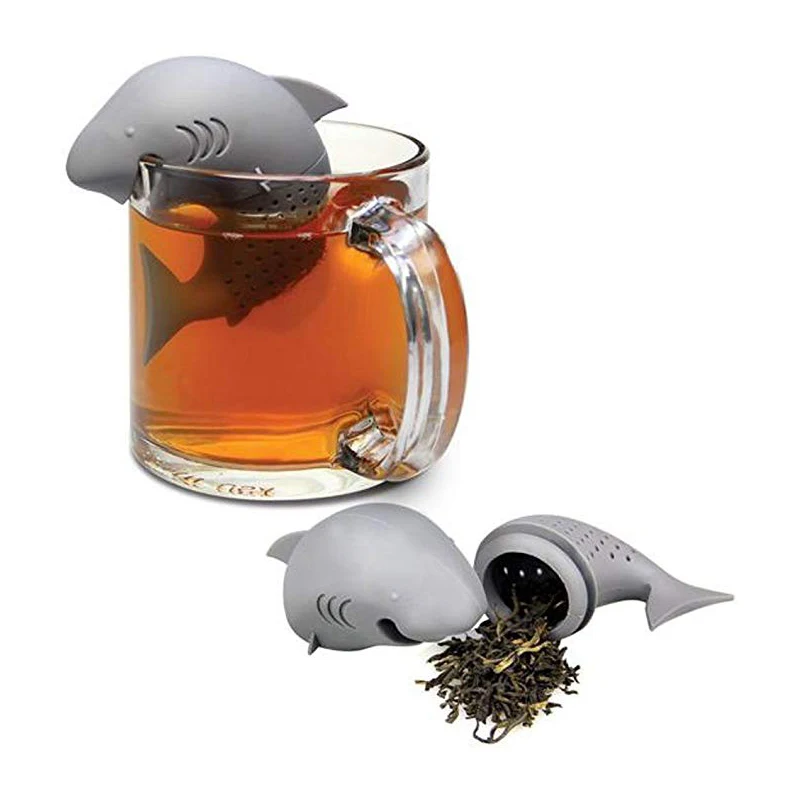 Силиконовый ситечко для заварки чая в форме акулы фильтр рассыпчатых листьев