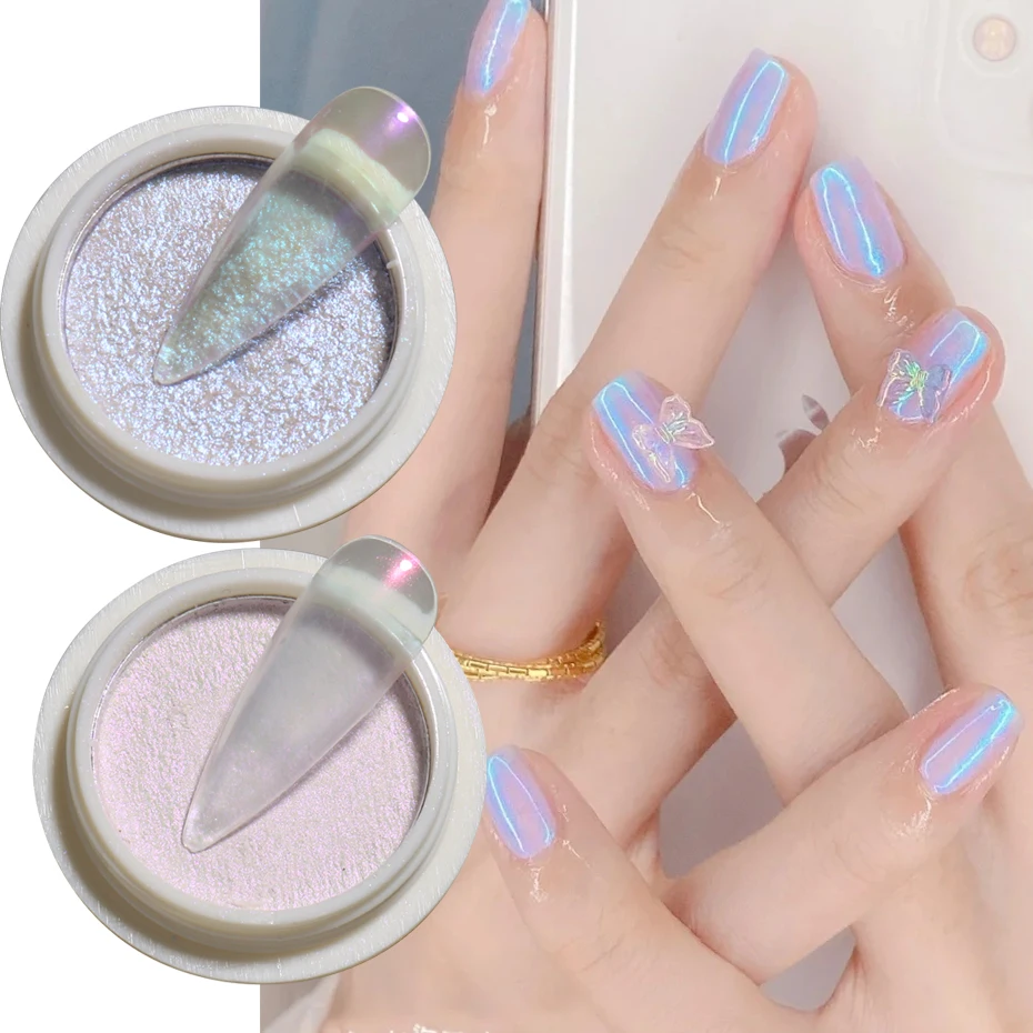 

Solid Pearl Nail Glitter Aurora Powders for Nails Neon Shimmer Mermaid Chrome Pigment Dust Acrylic Brush Manicure Set SAG01-06