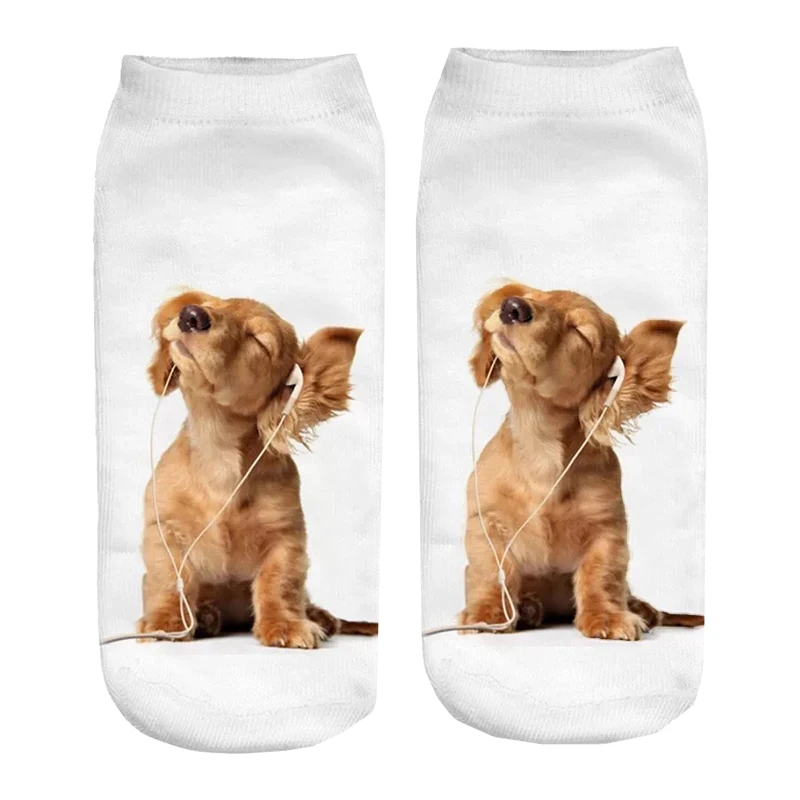 Hot Selling 3D Printing Women Socks Puppy Design Fashion Unisex Kawaii Dogs Corgi Bulldog Animal Low Ankle Kids Funny Sock