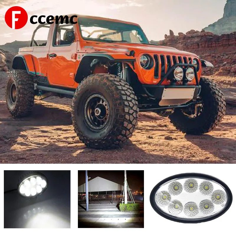 

Fccemc Work Light Off-Road Flood Lighting Waterproof 12V 24V LED 5inch Oval Car Accessories New White 8led For SUV Truck