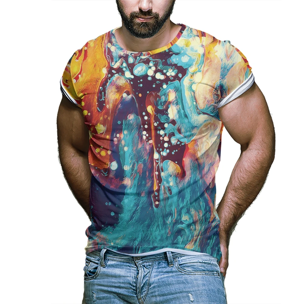 Футболка мужская с абстрактным 3D принтом Повседневная дышащая рубашка коротким