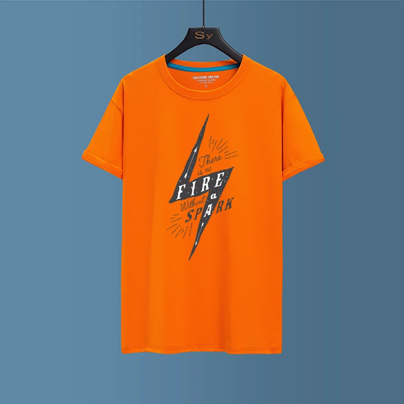 

Men's cotton letter printed T-shirt casual fashion street style comfortable Harajuku Tshirt creative round neck short sleeve top