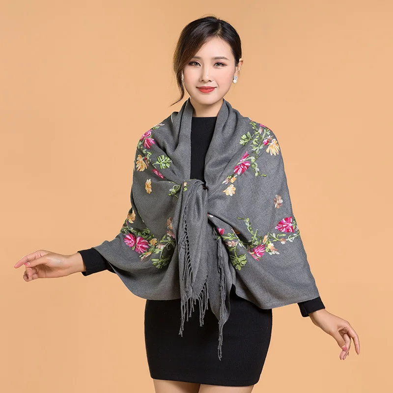 Бренд Горячая леди Вышитые Шарф Классический Имитация кашемира шарф