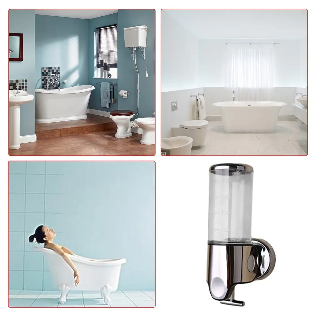 

Liquid Soap Dispenser Wall Mounted Shower Gel Dispensers Shampoo Container Pump Double Hand Bathroom Soap Bottle