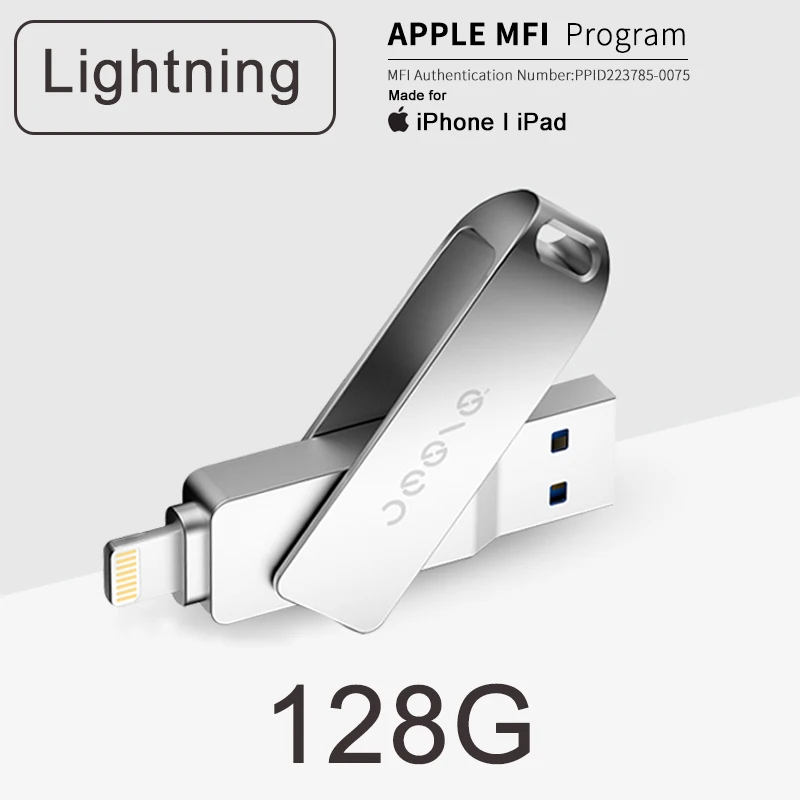Xiaomi Jesis USB флэш-диск Тип-C, молния, Интерфейс мобильный телефон объем запоминающего устройства расширения 32/64/128 ГБ U диск для телефона, ноутбука - Цвет: Lightning 128G
