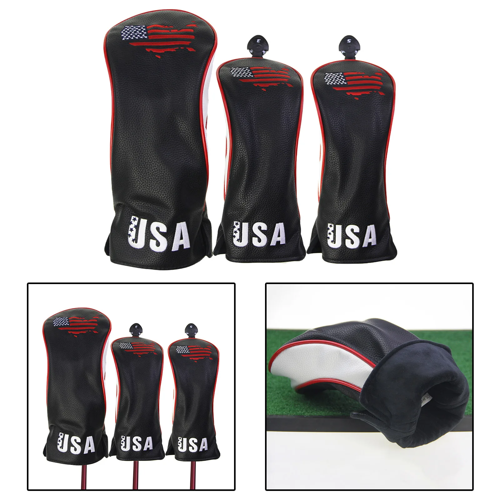 

Golf Wood Headcover No. 1 3 5 Driver Head Cover Protector Golf Club Travel Anti-scratch with Interchangeable No. Tag